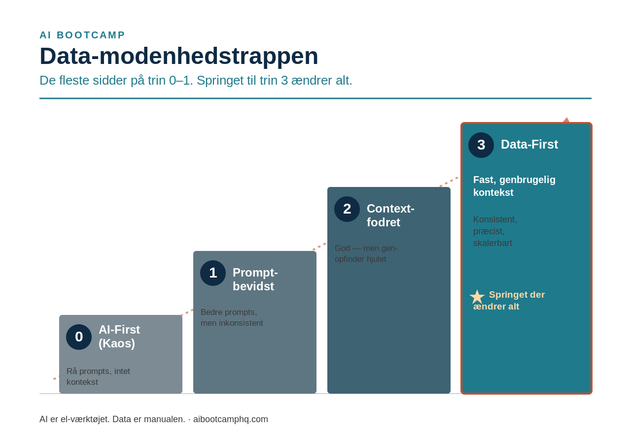 Data-modenhedstrappen — de 4 trin