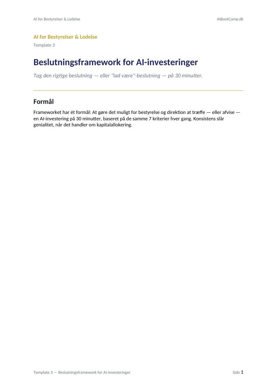 Beslutningsframework — preview